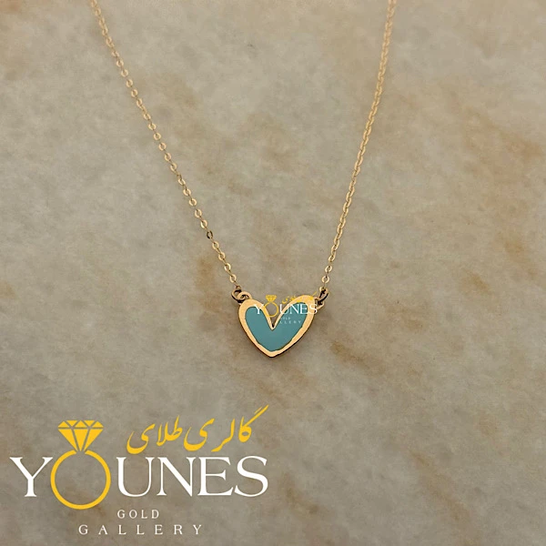 گردنبند میناکاری قلب فیروزه ای طلا